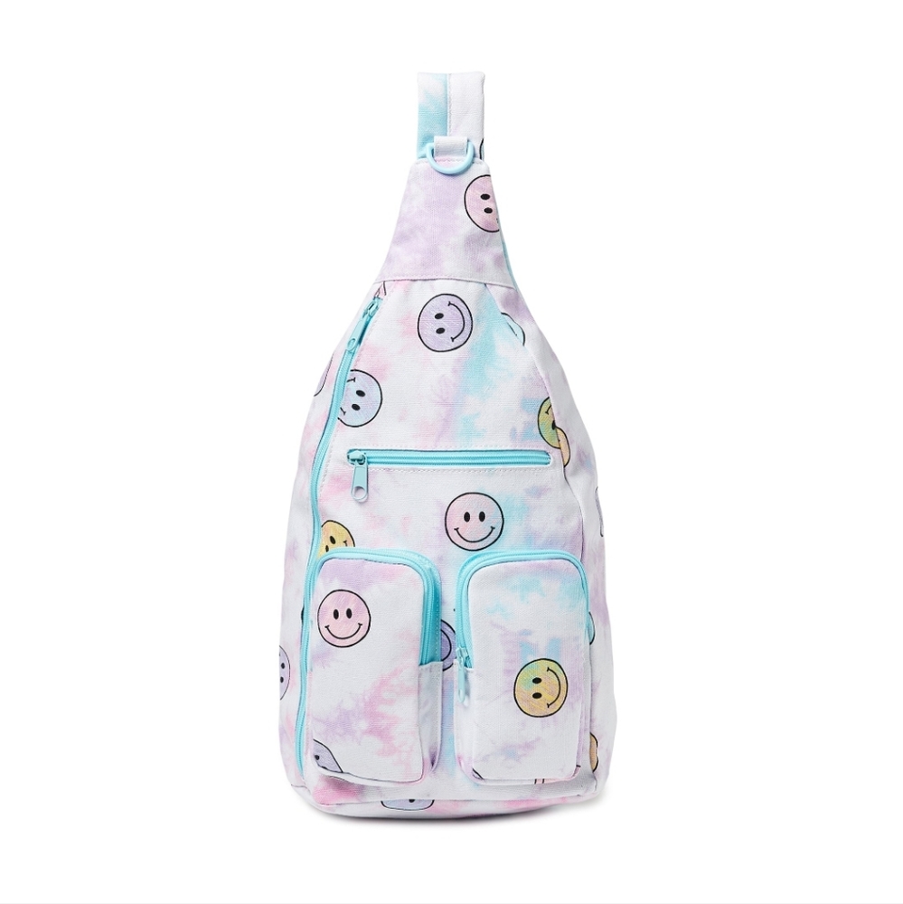 Cargo Sling handbag backpack Tie Dye Smiley Face Print NWT